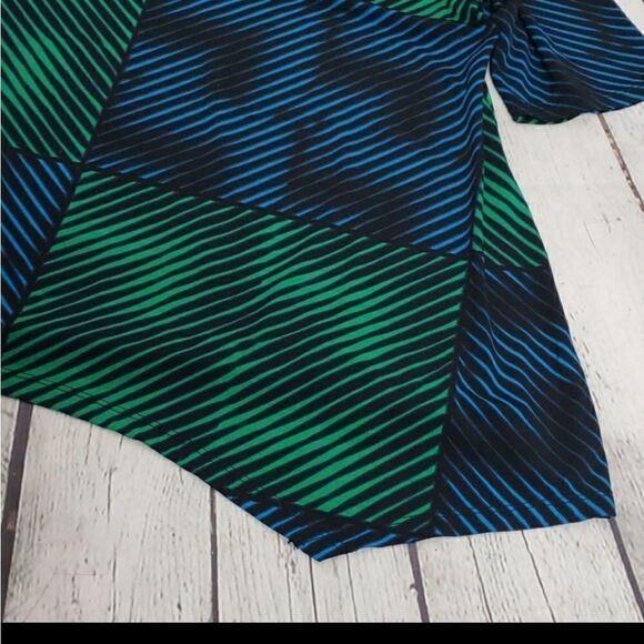 Vintage 90's Geometric Blue Green Flowy Shirt - Picture 7 of 11